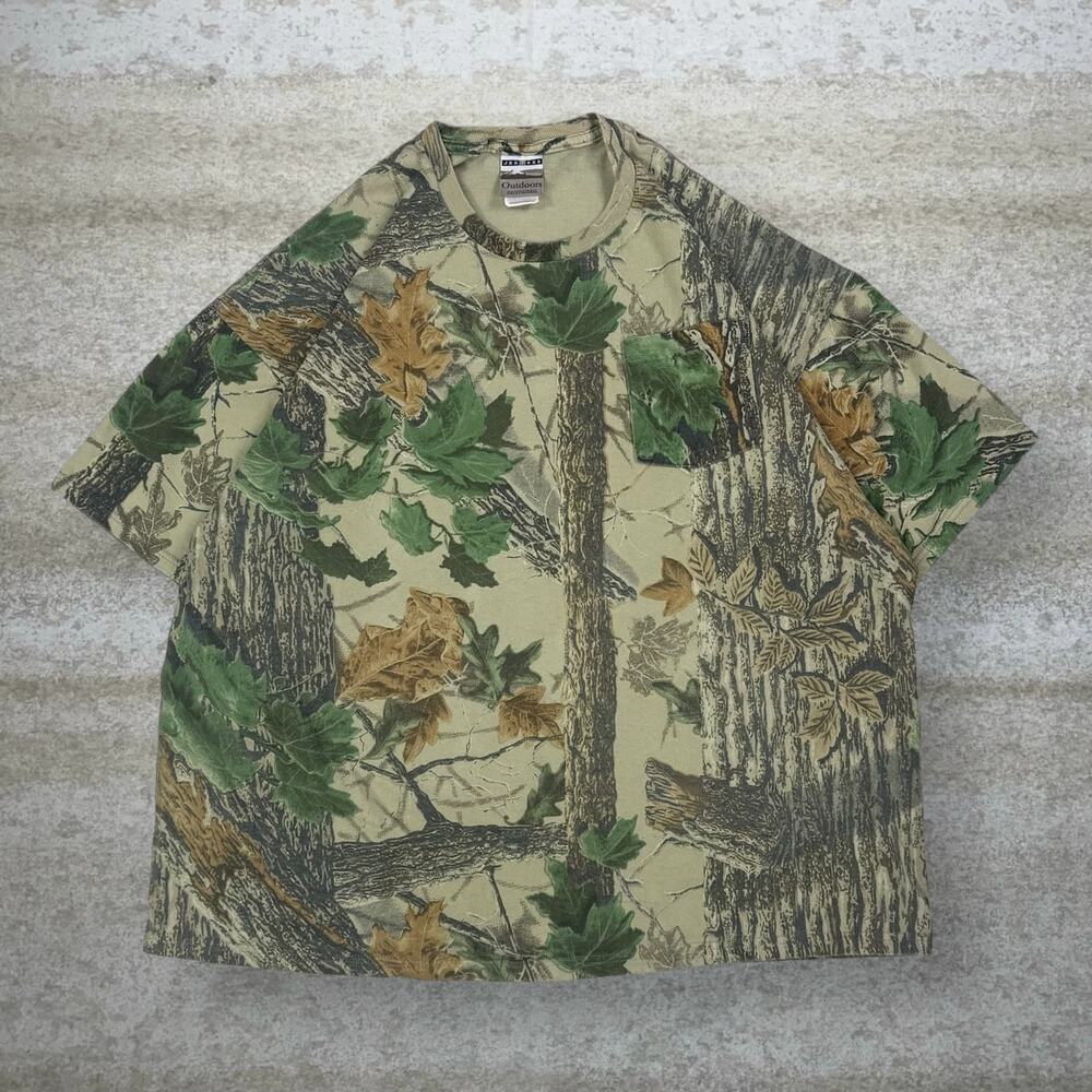 Vintage 90s Realtree Shirt Mens 2XL Hunting Camo Cotton Short Sleeve Woodland